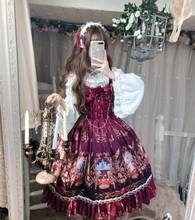Gothic vintage sweet lolita dress palace lace bowknot printing princess victorian dress kawaii girl gothic lolita jsk loli cos 2024 - buy cheap