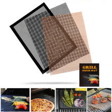 BBQ Grill Mesh Non-Stick Mat Reusable Sheet Resistant Cooking Baking Barbecue Mat Tools BBQ Accessories 33x40cm 2024 - buy cheap