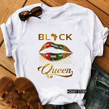 ZOGANKIN Golden Black Queen Sexy Lips Print  Summer Funny Graphic T Shirts Women Black Lives Matter Dope Black Girl Magic Tshirt 2024 - buy cheap