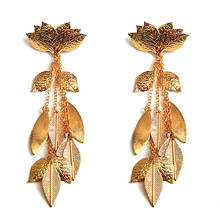 New gold metal Long earrings High-quality Flower shaped Drop Earring Fashion Jewelry Accessories For Women 2024 - buy cheap