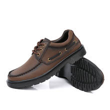 Zapatos informales de cuero genuino para hombre, zapatillas planas a la moda, con cordones, color negro, para invierno, novedad de 2020 2024 - compra barato