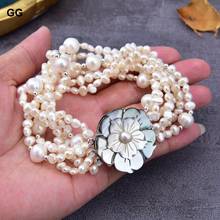 GG Jewelry Beautiful  6 Strands Natural White Pearl Bracelet For Women 2024 - buy cheap