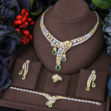 GODKI Bicolor-Conjunto de joyería con lazo para mujer, conjunto de joyería nupcial africana con circón cúbico completo, estilo indio de Dubái, 4 Uds. 2024 - compra barato