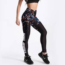 Fitness Black Leggings Women Workout Push Up Legging Fashion Digital Print 2020 TRUMP Colorful Stars Jeggings Pants 2024 - buy cheap