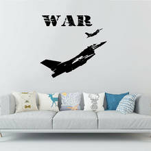 Adesivo de parede tema militar de fighter, decalque para quarto infantil de meninos, mural de vinil decoração de casa ov576 2024 - compre barato