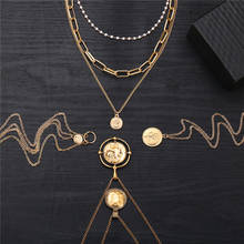 Bohemian Fashion Coin Multi layered Necklaces For Women Gold Color Map Choker Vintage Pendant Necklace 2019 Jewelry Party Female 2024 - buy cheap