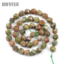 RBFHYER 8mm Natural Big Faceted Stone Unakite  Spacer Loose beads for jewelry making women Bracelet DIY Earring accessories 15" 2024 - buy cheap