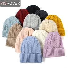 VISROVER 12 Colorways Winter Skully For Women Fahion Solid Knot Cashmere Handfeeling Beanies Bonnet Soft Cap Warm Hat Femme Cap 2024 - buy cheap