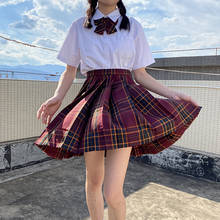 [Hawthorn] Girl's Summer High Waist Pleated Skirts Plaid Skirts Women Elegant JK Uniforms Girl School Dress Student Cloths 2024 - buy cheap