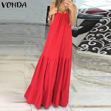 VONDA Bohemian Dress Women 2021 Summer Sexy Sleeveless Spaghetti Strap Ruffle Swings Maxi Long Dresses Holiday Vestido  2024 - buy cheap