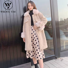 Classic single-breasted Faux fur coat women Fashion Fox fur collar warm fur jacket Thick winter coat women Elegant long Overcoat 2024 - buy cheap
