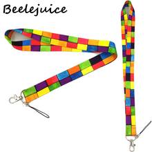 Rainbow lattice Neck Strap Lanyard keychain Mobile Phone Strap ID Badge Holder Rope Key Chain Keyrings cosplay Accessories Gifts 2024 - buy cheap