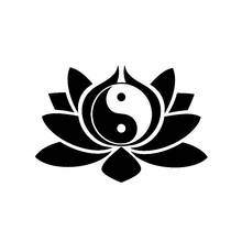 Adesivo vinílico flor de lótus, símbolo do budismo yang, adesivos para carro yoga, preto/prata, 13.9cm * 9.3cm 2024 - compre barato