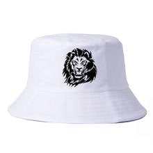 High quality lion face printing bucket hat summer cool king hip hop fisherman hat for boys and girls k pop fishing hat sombrero 2024 - buy cheap