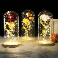 Base for Valentine's Gifts LED Rose Lamps in a Glass Dome on a Wooden Christmas 6 Colour Beauty and The Beast Red Flower Style 2024 - buy cheap