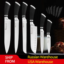 Sowoll conjunto de facas de cozinha, 6 peças de aço inoxidável, ferramentas de cozinha, utilitário para corte de pão, faca de chef de cozinha, entrega rápida 2024 - compre barato