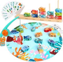 Jogo de pesca magnético de madeira, brinquedos educacionais para crianças, alfabeto montessoriano, jogo de tabuleiro para contagem de peixes 2024 - compre barato