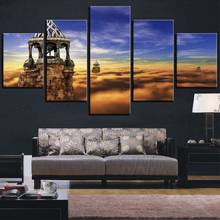 5 Pieces Bell Tower Building Canvas Painting Sky Posters Landscape For Home Improvement Decor Modern Furniture Artwork 2024 - buy cheap