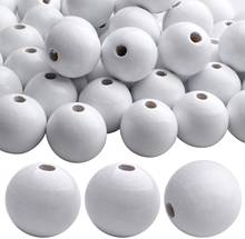 50pcs 25mm Round Natural Wooden Spacer Beads White Wood Ball Loose Craft Beads for DIY Jewelry Making Handmade Decor, Hole: 5mm 2024 - buy cheap