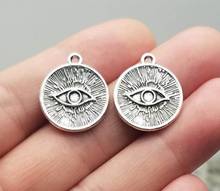 Abalorios de ojo redondo chapados en plata antigua, 20x17mm, accesorios de joyería, 20 unids/lote 2024 - compra barato