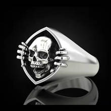 Hip Hop Retro Punk Rock Skull Rings for Men Hell Demon Personality Gothic Head Biker Ring Domineering Finger Accessories Jewelry 2024 - buy cheap