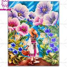 DIY Diamond Painting Flower and little girl Cross Stitch Full Square Drill 5D Pictures Of Rhinestones Embroidery Handmade Gift 2024 - buy cheap