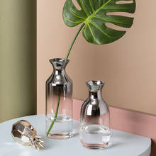 Jarrón de cristal plateado para decoración del hogar, florero de mesa, creativo, para sala de estar, decorativo 2024 - compra barato
