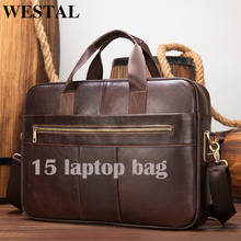 WESTAL Bag Men's Genuine Leather Laptop Bag 15'' Computer Briefcases Portfolio Men's Business Briefcases Messenger Bag Men Totes 2024 - buy cheap