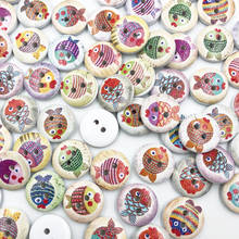100 pcs Fish 2 Holes Wood Buttons Craft Scrapbooking Sewing Clothing Accessories 15mm Buttons Painted Sewing Crafts WB700 2024 - buy cheap