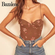 Strap Camis Fashion Sleeveless Summer Shirts Floral Print Brown Tank Top Slim Adjust Spaghetti 2024 - buy cheap
