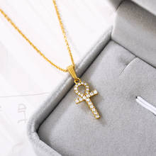 Fashion Crystal Zircon Cross Key Necklace For women Pendant Metal Collar Chains Choker Quality Jewelry For Man Wholesale gift 2024 - buy cheap