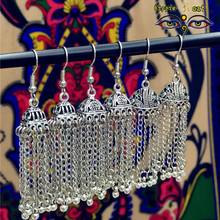 LosoDo India Tassel Ancient Silver Earring Pakistan Handmade Tribal Turkey Jewelry Thailand Hippie Boho Exotic Jewelry 2024 - buy cheap