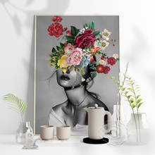 Художественный плакат с изображением сексуальной девушки черно-белого цветка, Картина на холсте с изображением цветов, скандинавские настенные картины, домашний декор 2024 - купить недорого