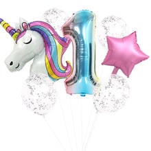 7pcs/lot Unicorn Party Rainbow Gradient Balloons 32inch Number Foil Balloon Kids Birthday Party Decorations Baby Shower Decor 2024 - buy cheap