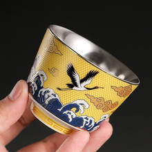 Taza de plata 999, tazas de esmalte de cerámica, tazón de té de esmalte de porcelana de 120ml, taza maestra China Kung Fu, tazas de té Puer 2024 - compra barato