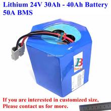 Bateria de lítio 24v, 40ah, 30ah, alimentação de íon de lítio, bms, pacote para motor de cadeira de rodas ebike, carro eólico, iluminação led, 500w, 750w, carregador 5a 2024 - compre barato