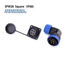 SP28 IP68 Elbow Four-hole Square socket waterproof aviation cable connector 2/3/4/5/6/7/9/10/12/14/16/19/22/24/26 Pin 2024 - buy cheap