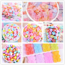 100pcs Resin Soft Candy Heart Cute Gummy Bear Charms Flat Back Resin Necklace Pendant Earring Charms For DIY Decoration 2024 - buy cheap