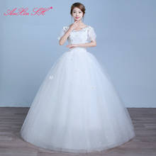 AnXin SH-vestido de novia de encaje de flores blancas, vestido de princesa vintage con escote en v, cuentas de cristal, volantes, fiesta, encaje rojo 2024 - compra barato