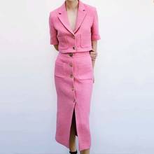 zar  Fashion 2 Pieces Women Cropped Blazer+Skirt Set Vintage With Pocket Texture Jacket Coat+Skirt Single Breasted Woman Sets 2024 - buy cheap