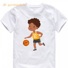 Camiseta de desenhos animados para meninas, camiseta de manga curta afroamericana para meninos, meninas, brincadeiras de basquete 2024 - compre barato