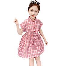 Vestido de verão menina xadrez padrão vestido para menina adolescente crianças vestido 201 mais novo roupas menina 6 8 10 12 14 2024 - compre barato