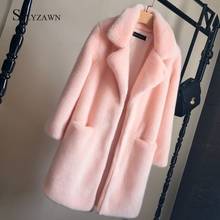 New Women Mink Faux Fur Coat Overcoat Solid Female Turn Down Collar Winter Warm Fake Fur Coat Casual Big Pocket Jacket Outerwear 2024 - buy cheap