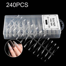 240PCS/Box Acrylic False Nail (Stiletto/Coffin/Oval/Almond/Square) ABS Full Cover Nail Tips 12 Different Size Clear Flase Nails 2024 - buy cheap