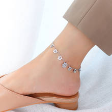 Rose Gold Color Stainless Steel Daisy Flower Ankle Bracelet For Women Accessories, Fashion Anklet Tornozeleira Foot Jewelry 2024 - buy cheap