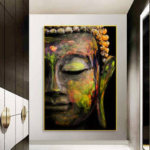 Retrato artístico de Buda con ojos cerrados, impresiones en lienzo de arte budista moderno, pinturas al óleo para pared de sala de estar 2024 - compra barato