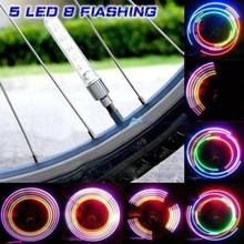 Luz de led para roda de bicicleta, acessório com 5 leds, iluminação colorida, para mountain bike, motocicleta, pneu, válvula, luz de raio, 1 peça 2024 - compre barato