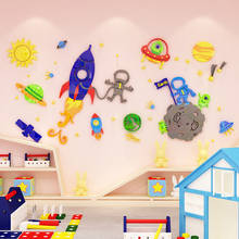 Espaçonave criativa de desenho animado, decoração em acrílico 3d para parede de quarto das crianças, sala de estar, plano de fundo de tv 2024 - compre barato