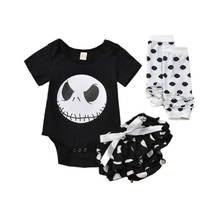 Citgeett-Camiseta de Halloween para niña pequeña, Tops, faldas, pantalones cortos de lunares, calcetín, conjunto bonito, 3 uds. 2024 - compra barato