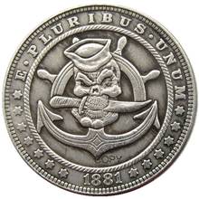HB(127)Hobo EE. UU. 1881 dólares de los EE. UU., Cráneo, zombie, esqueleto, monedas de copia chapadas en plata 2024 - compra barato